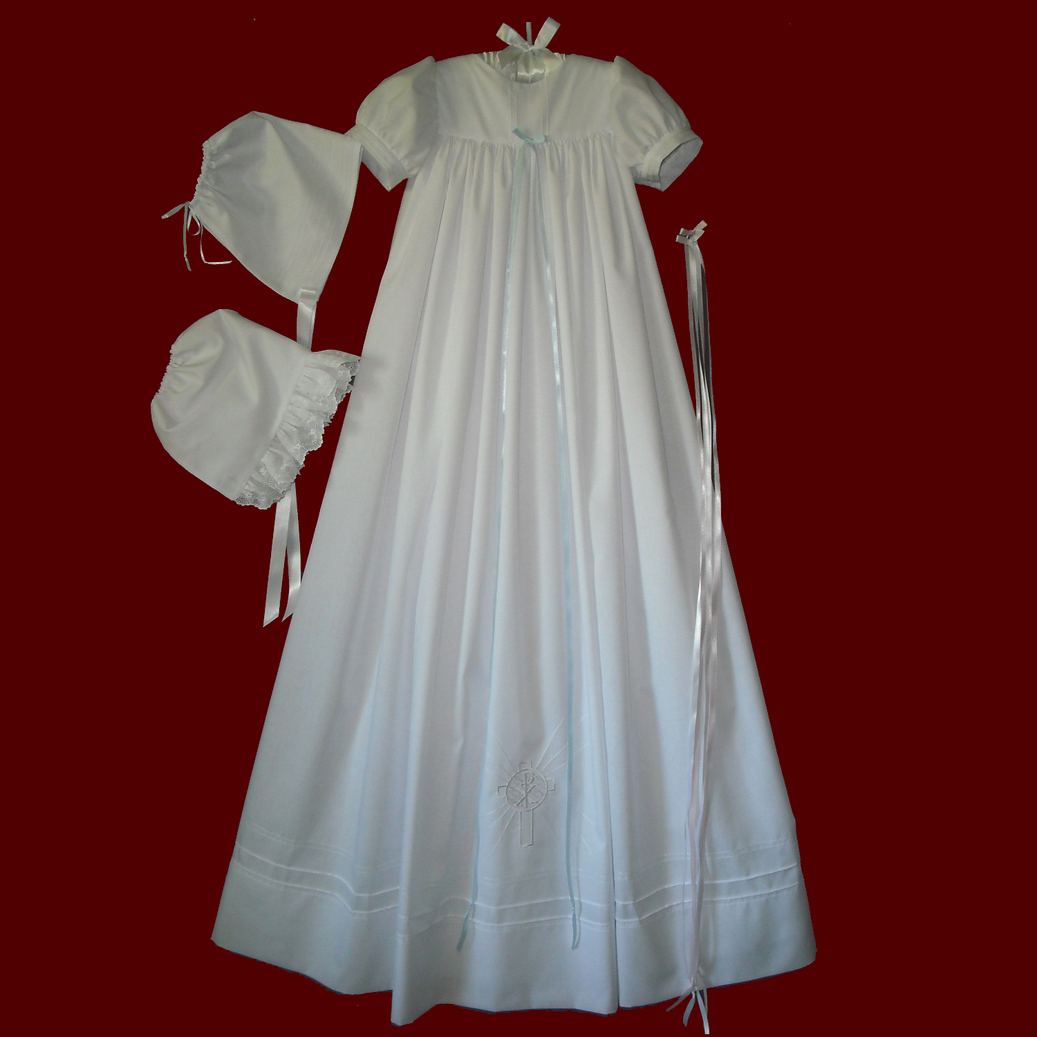 Unisex Embroidered Cross Christening Gown