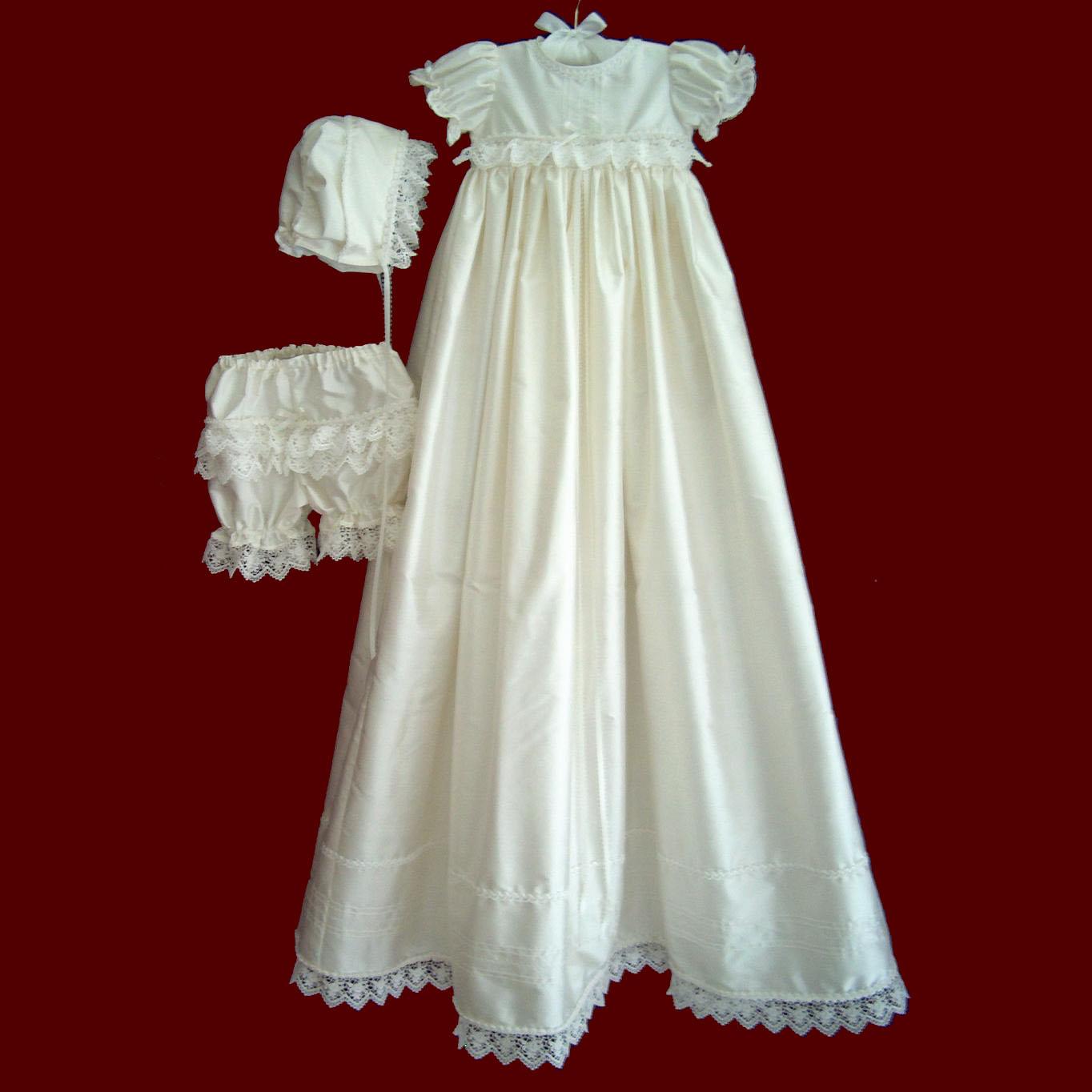 Cherish The Moment Girls Infant Christening White Gown with Pink Sash & Bonnet 