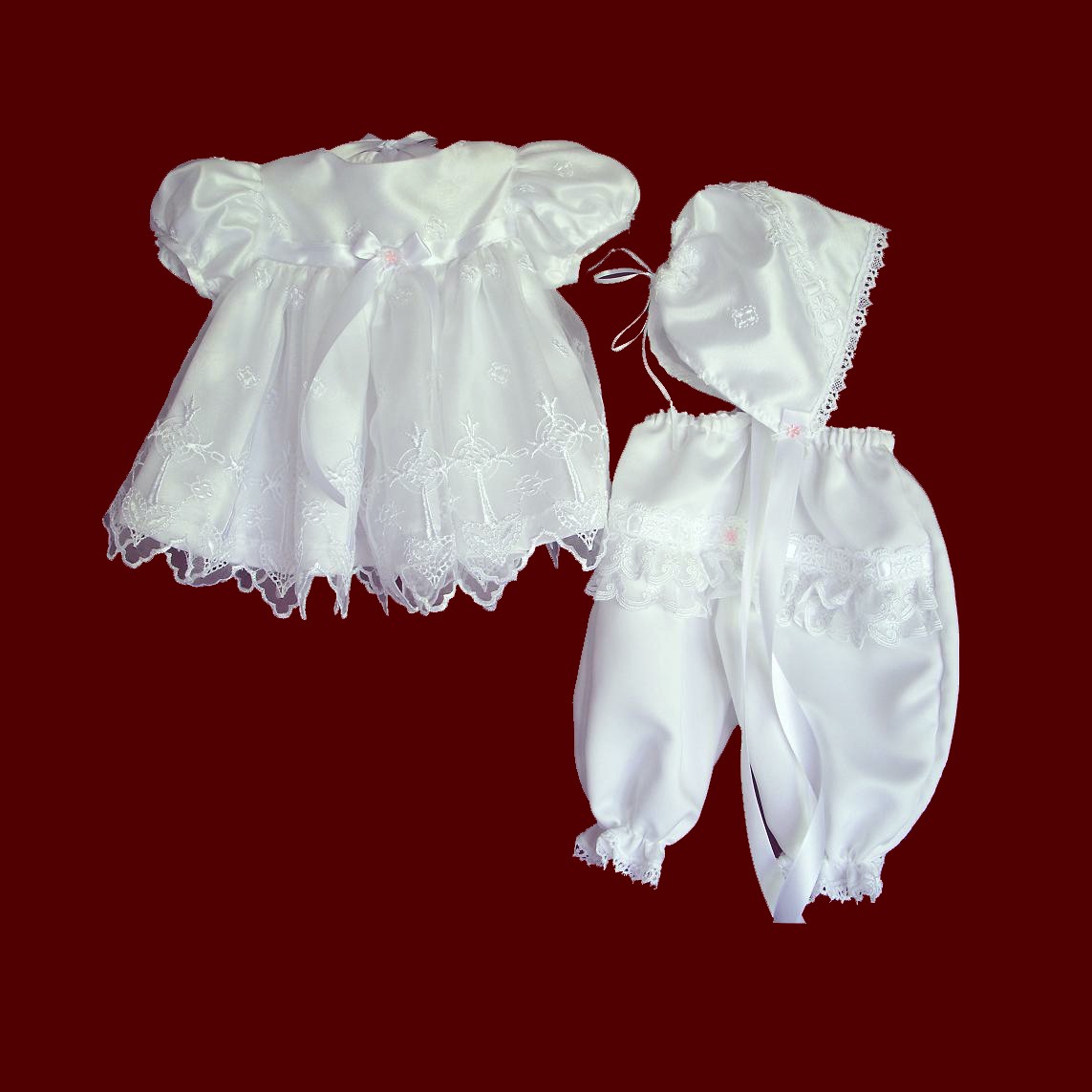 Short Organza With Crosses Party Dress & Panties