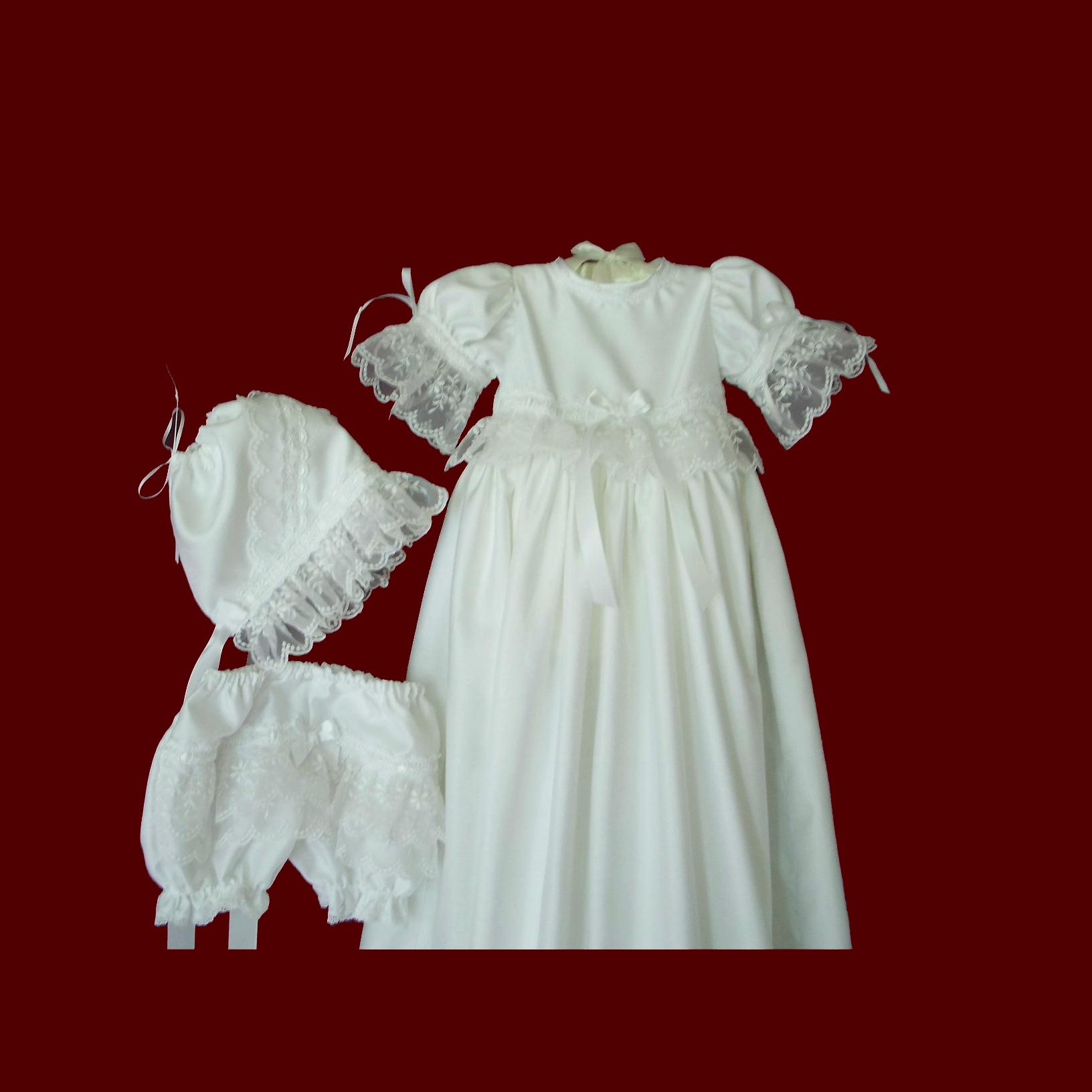 Shantung Girls Detachable Gown With Embroidered Organza Lace