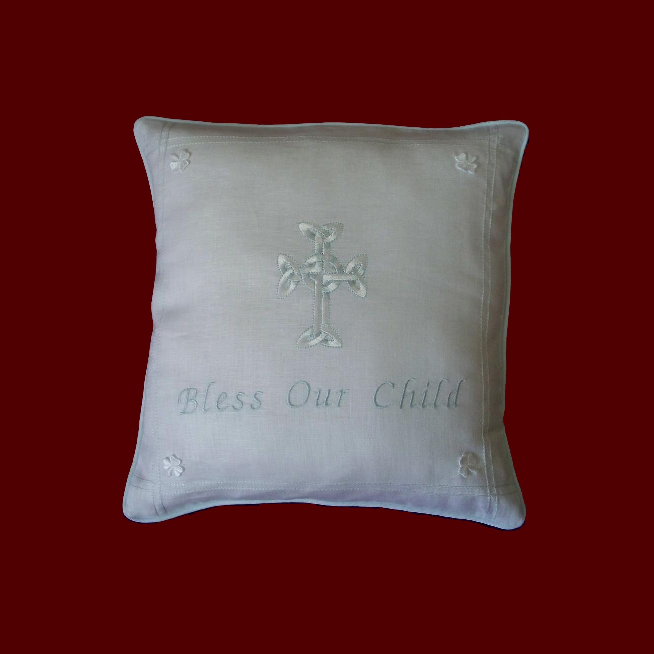 Bless Our Child Boys Christening Pillow