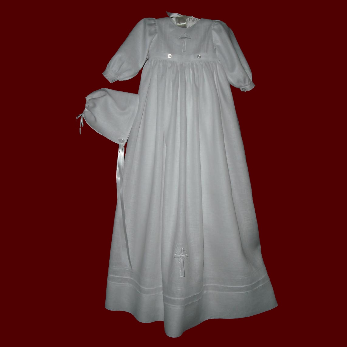 Embroidered Celtic Cross Christening Gown