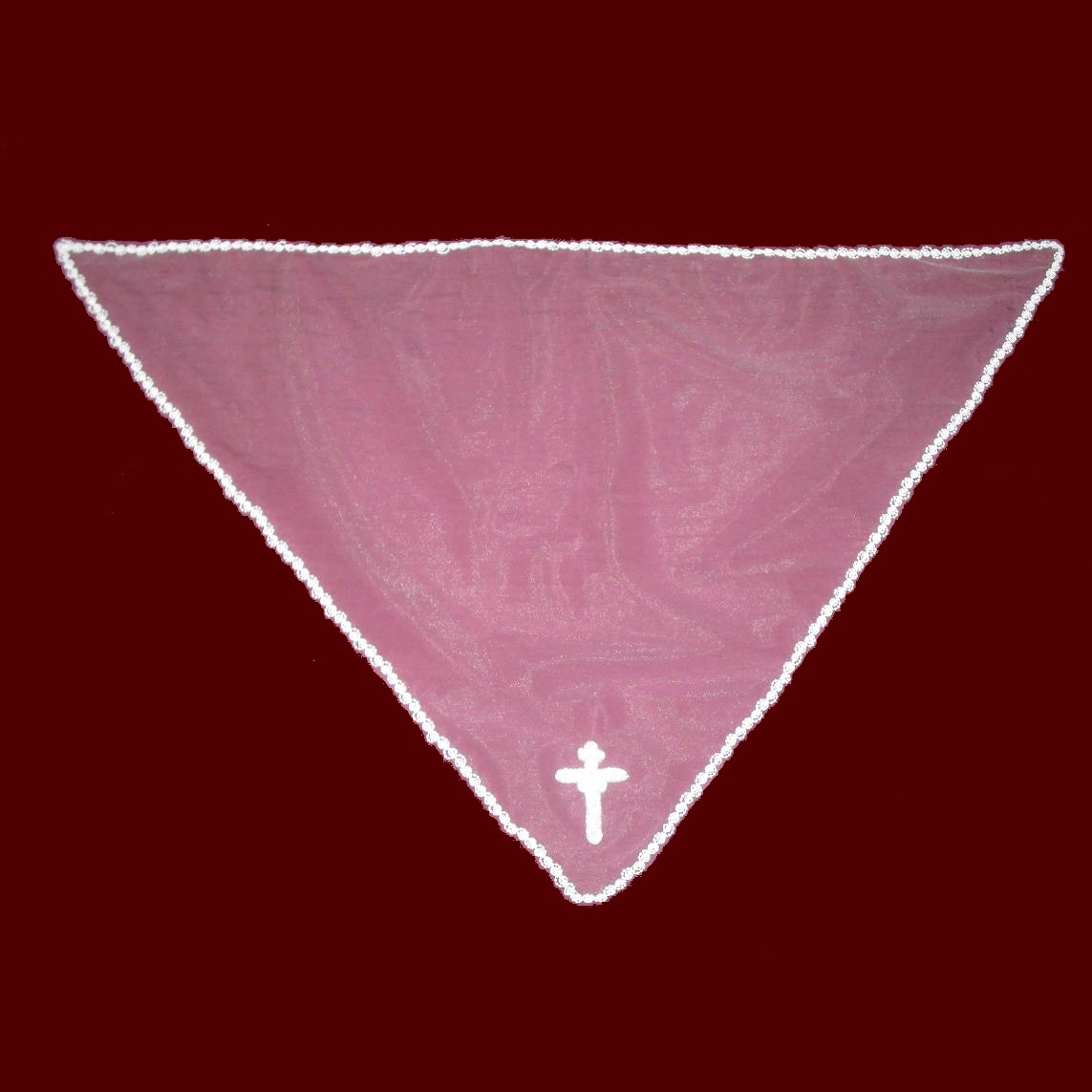 Communion Mantilla Veil With Beaded Trim & Cross
