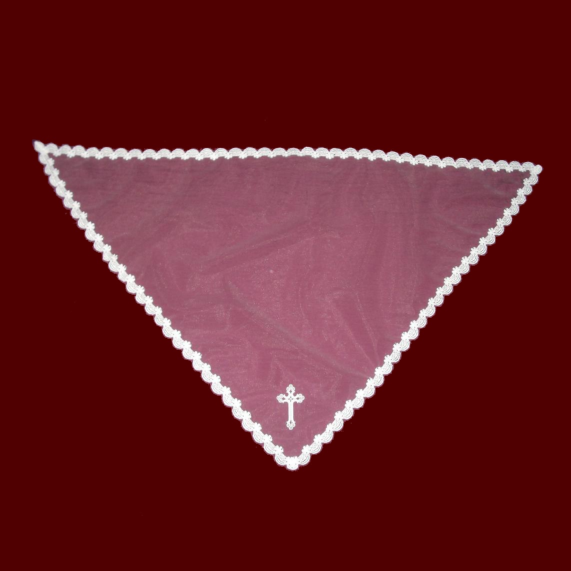 Mantilla Communion Veil With Scalloped Lace & Swiss Cross