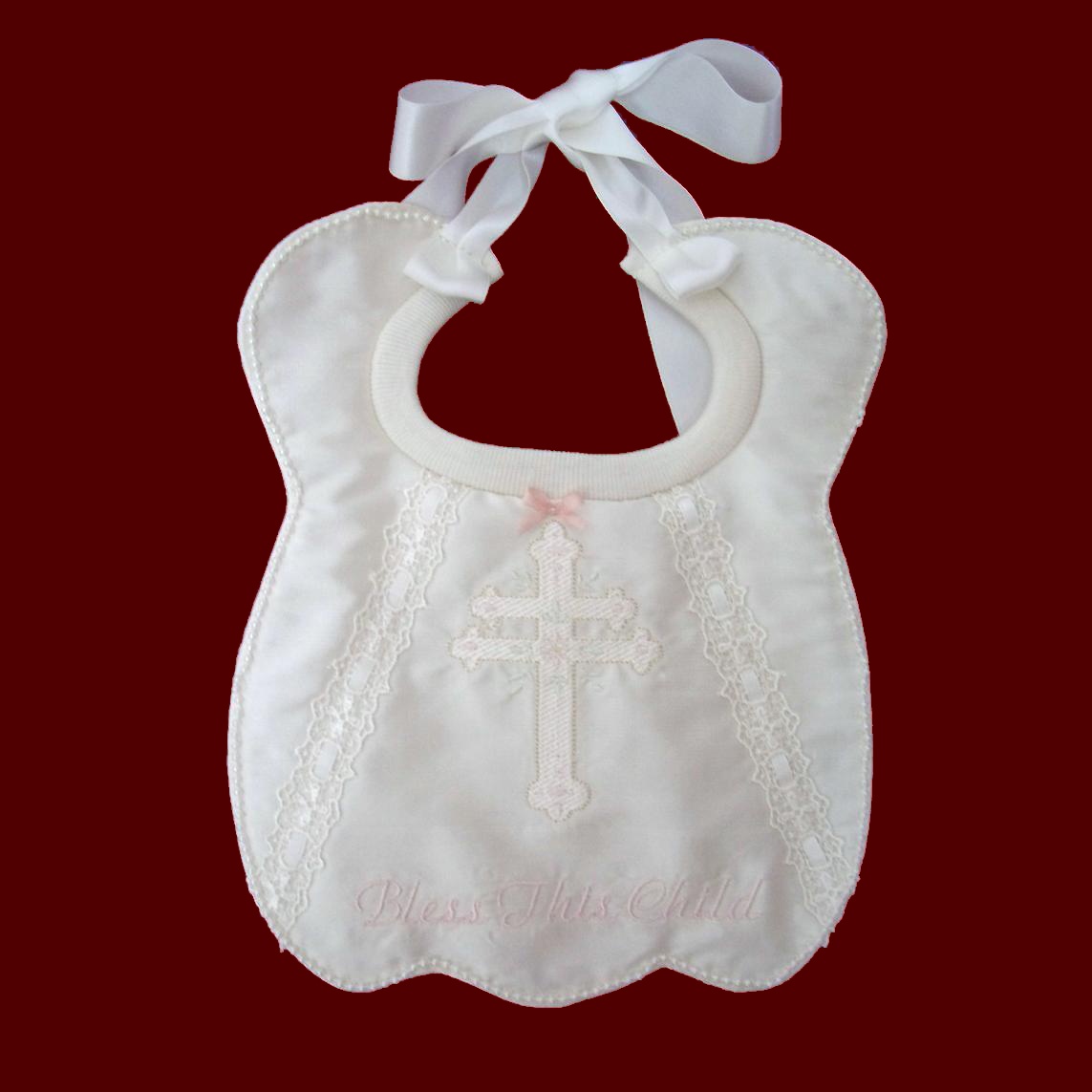 Bless This Child Bib With Pearls