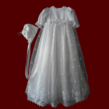 Click to Enlarge Picture - Organza With Crosses & Embroidered Hail Mary Prayer Gown