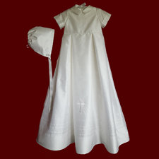 Click to Enlarge Picture - Boys Silk Christening Gown